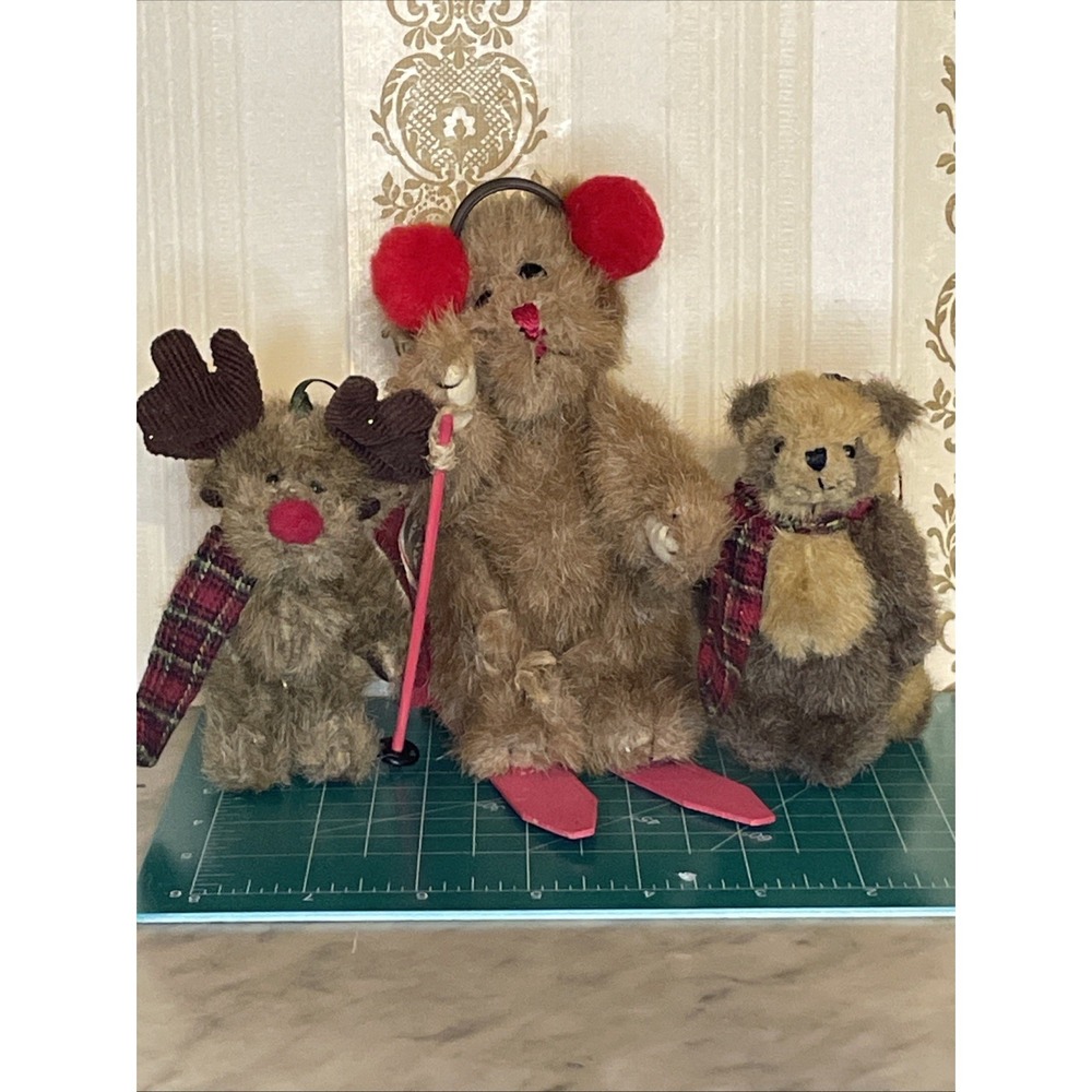 Vintage Boyd's Collection Plush Winter Holiday Red Plaid Ornaments